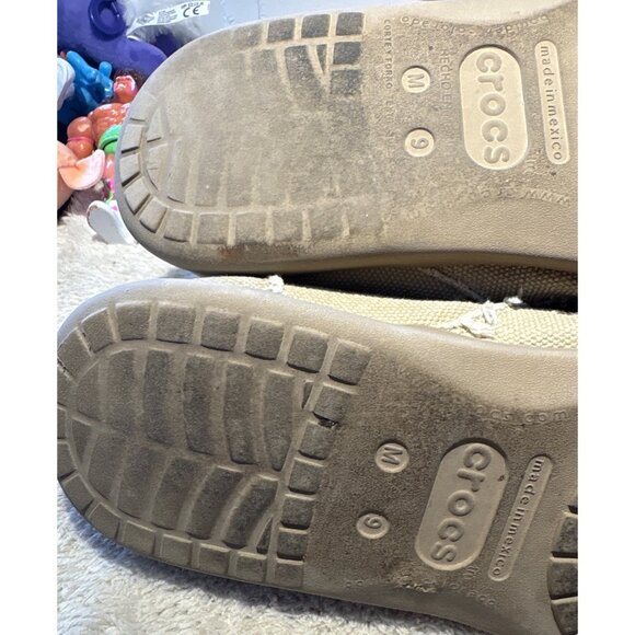 Mens Crocs Santa Cruz Loafers Frayed Canvas Slip-On Shoes Beige Size 10 - Picture 11 of 13